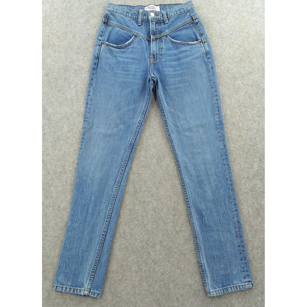 Reformation Jeans Womens 25 Blue Kelly 90s High Rise Straight Slim Zip Fly